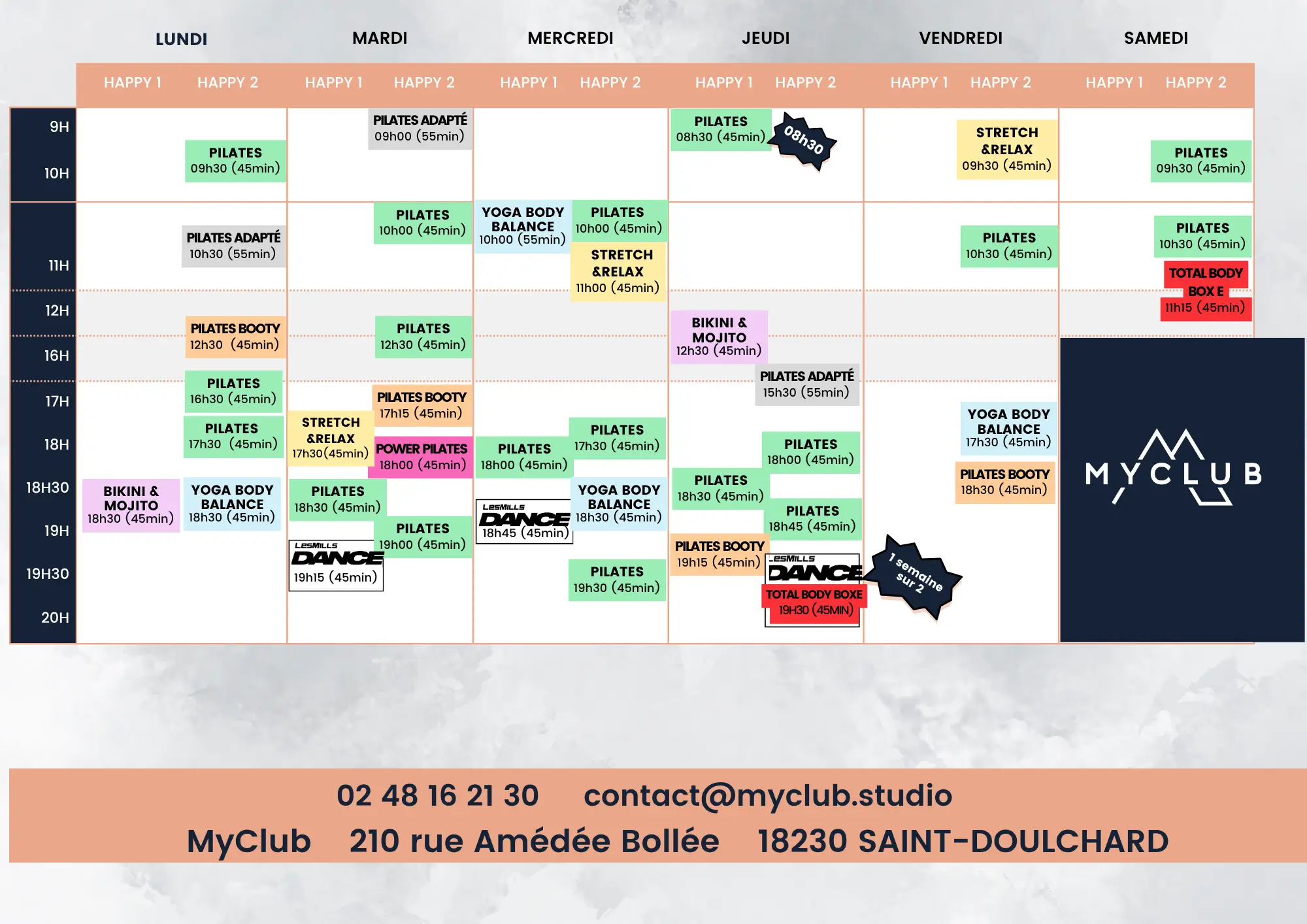 Planning des cours